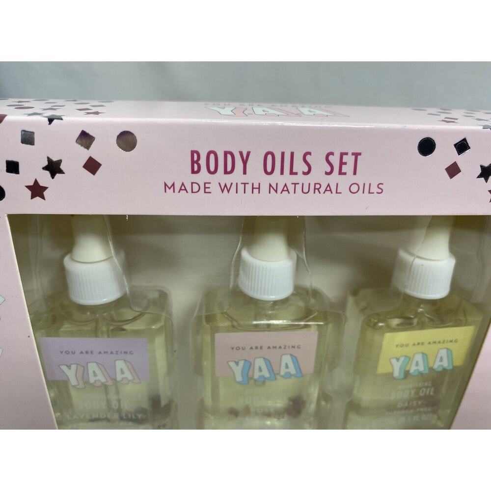 Y.A.A. You Are Amazing Three FLORAL SCENTED BODY OILS Lavender Rose Daisy ~NEW